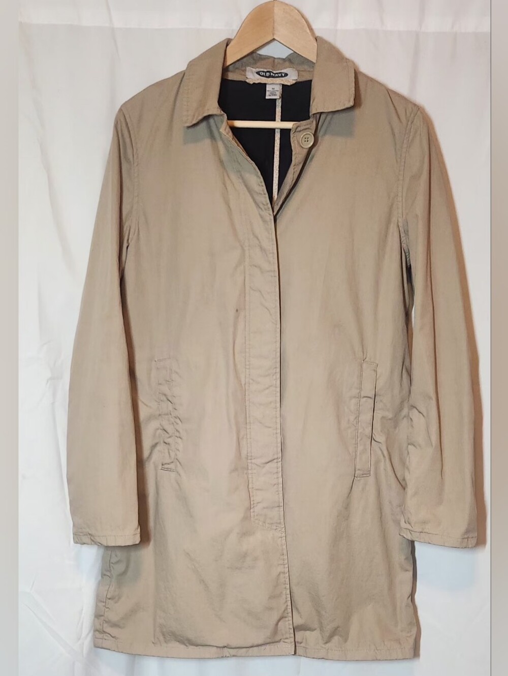 Vintage Old Navy Tan Trench Coat Women's Size Medium 100% Cotton (Read)